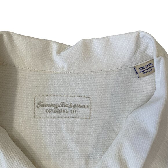 Tommy Bahama Silk Shirt Men's Size 2XL White Floral Knit Aloha Hawaiian Style - Picture 2 of 5
